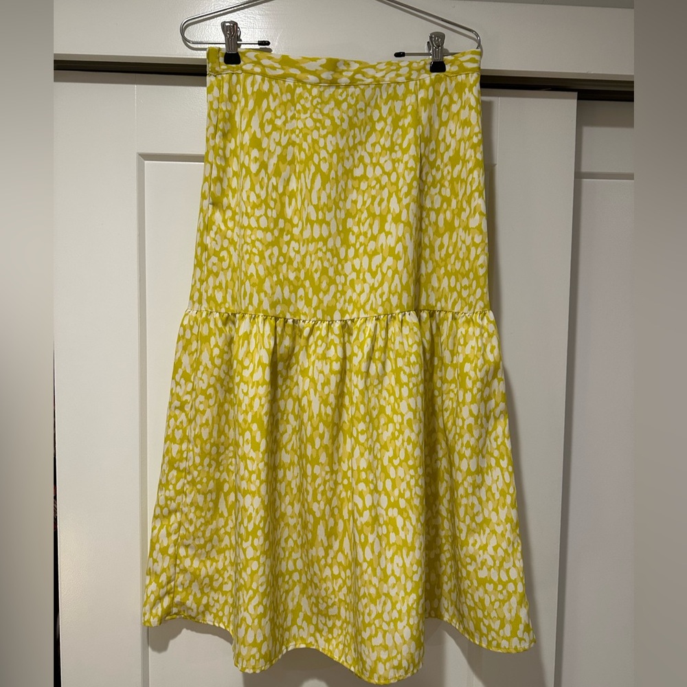 Who What Wear Yellow Leopard Midi Skirt